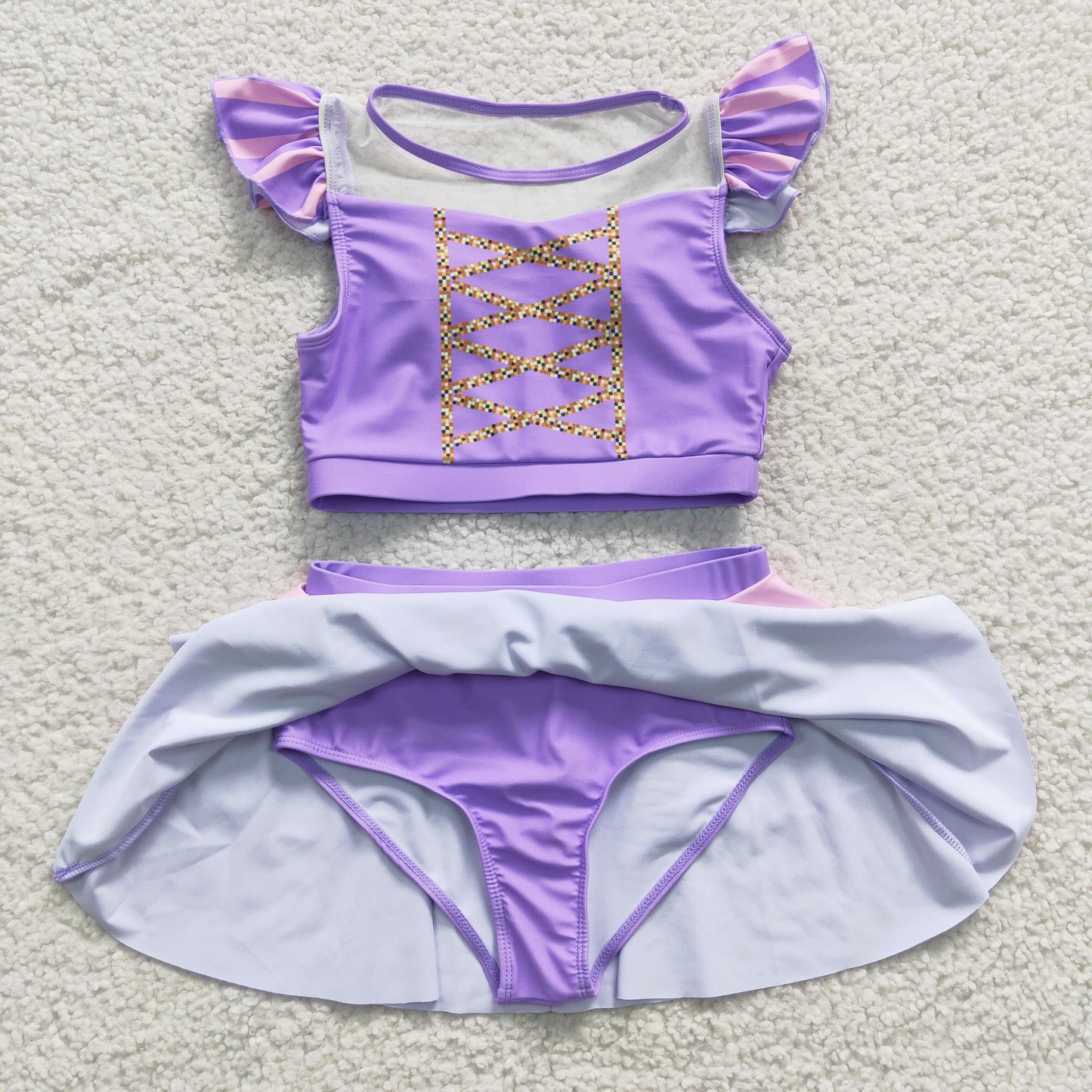 kids purple 2pcs sets swimwear S0145