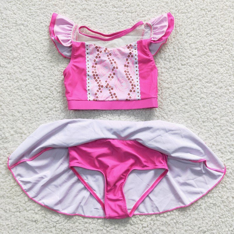 kids girls rosy 2pcs sets swimwear S0146