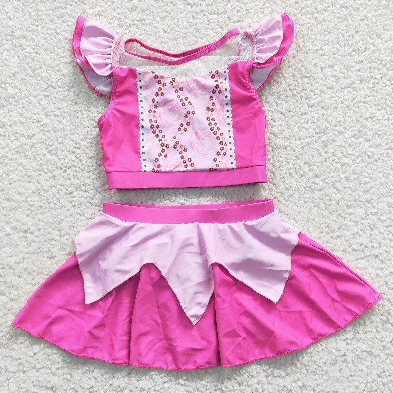 kids girls rosy 2pcs sets swimwear S0146