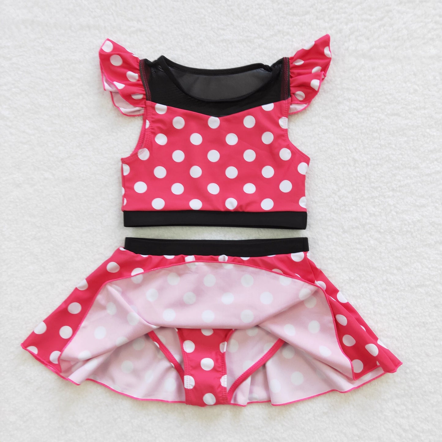 kids red polka dots swimsuit S0147