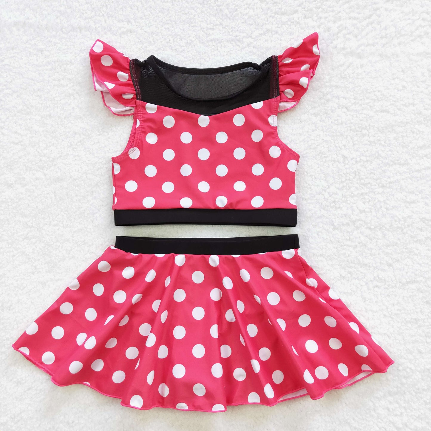 kids red polka dots swimsuit S0147