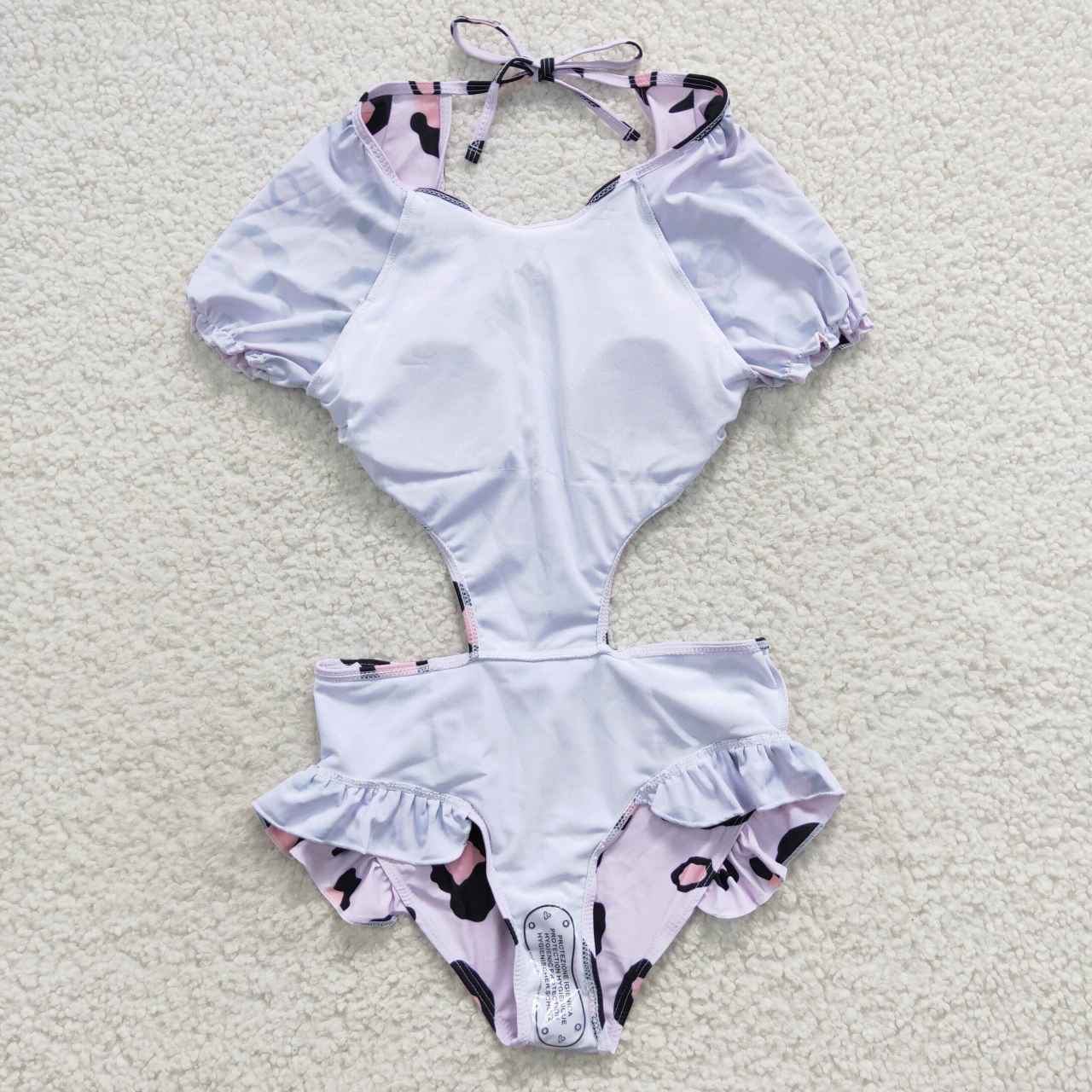 girls pink purple black leopard print 1 pieces swimwear S0152