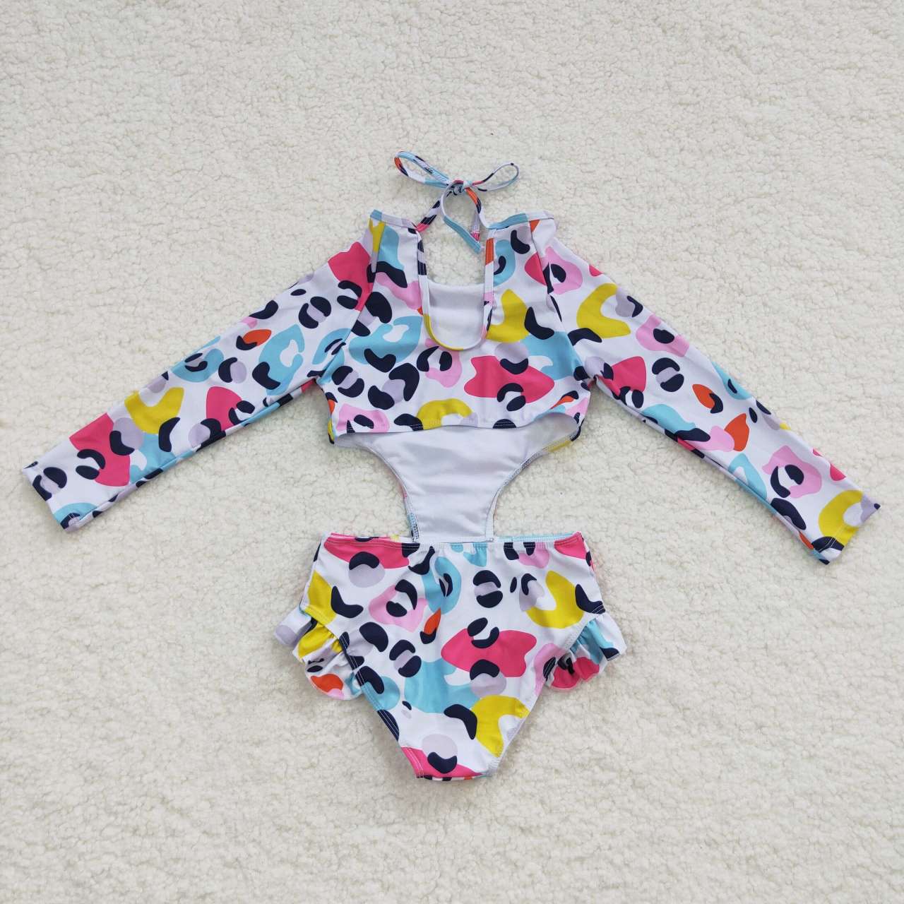 girls colorful leopard print 1 pieces swimwear S0153