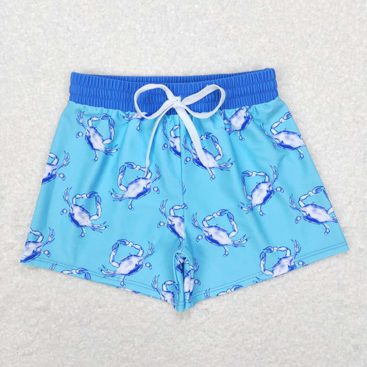 S0169 boys crab light blue summer swim trunks shorts