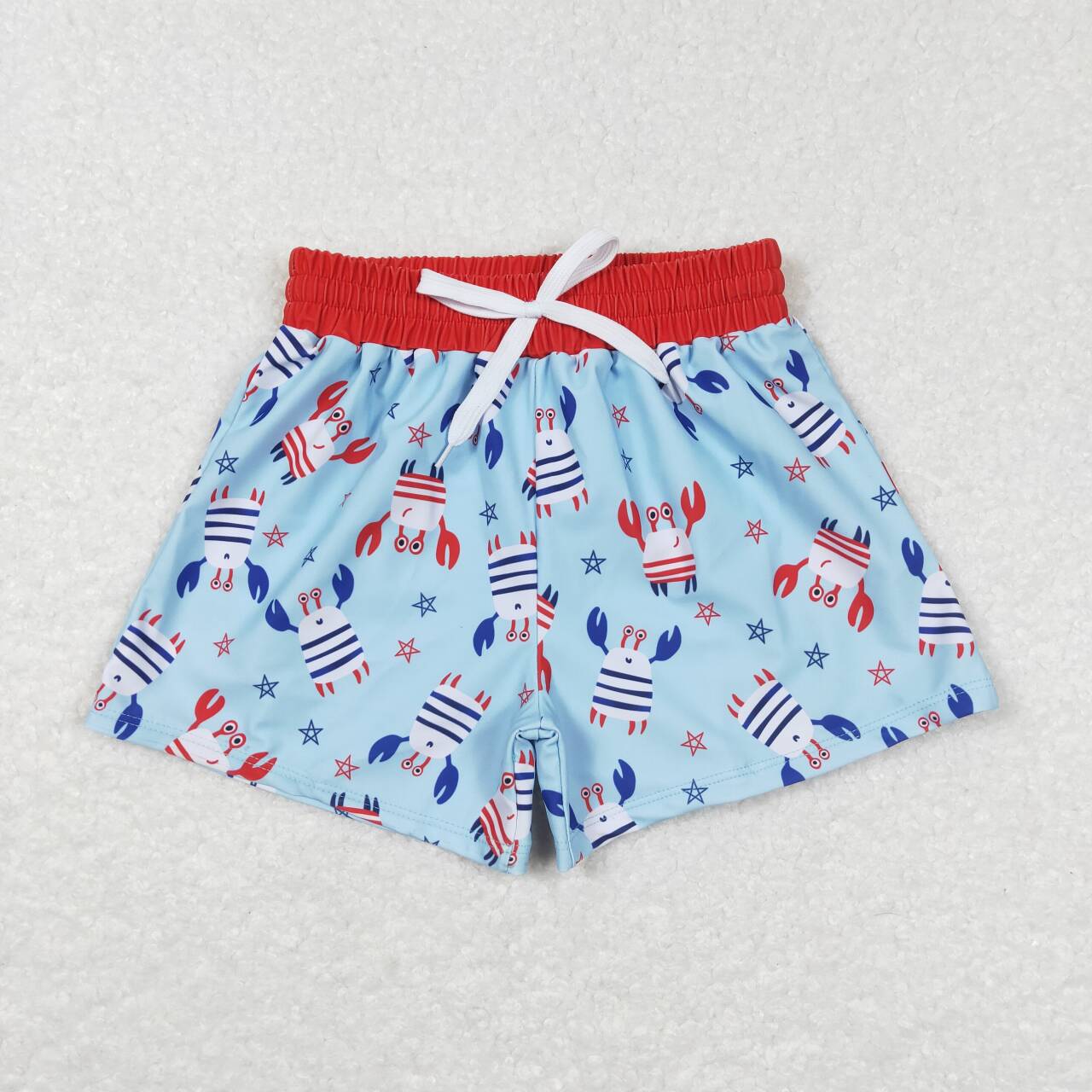 S0187  boys crab pentagram lace blue summer swimming trunks