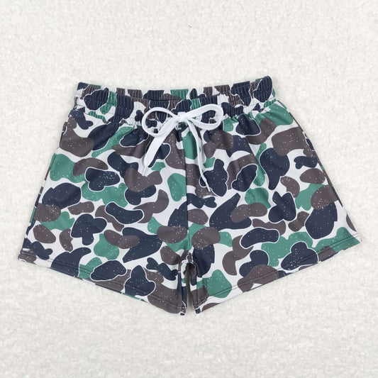 S0218  boys green camouflage summer swim shorts