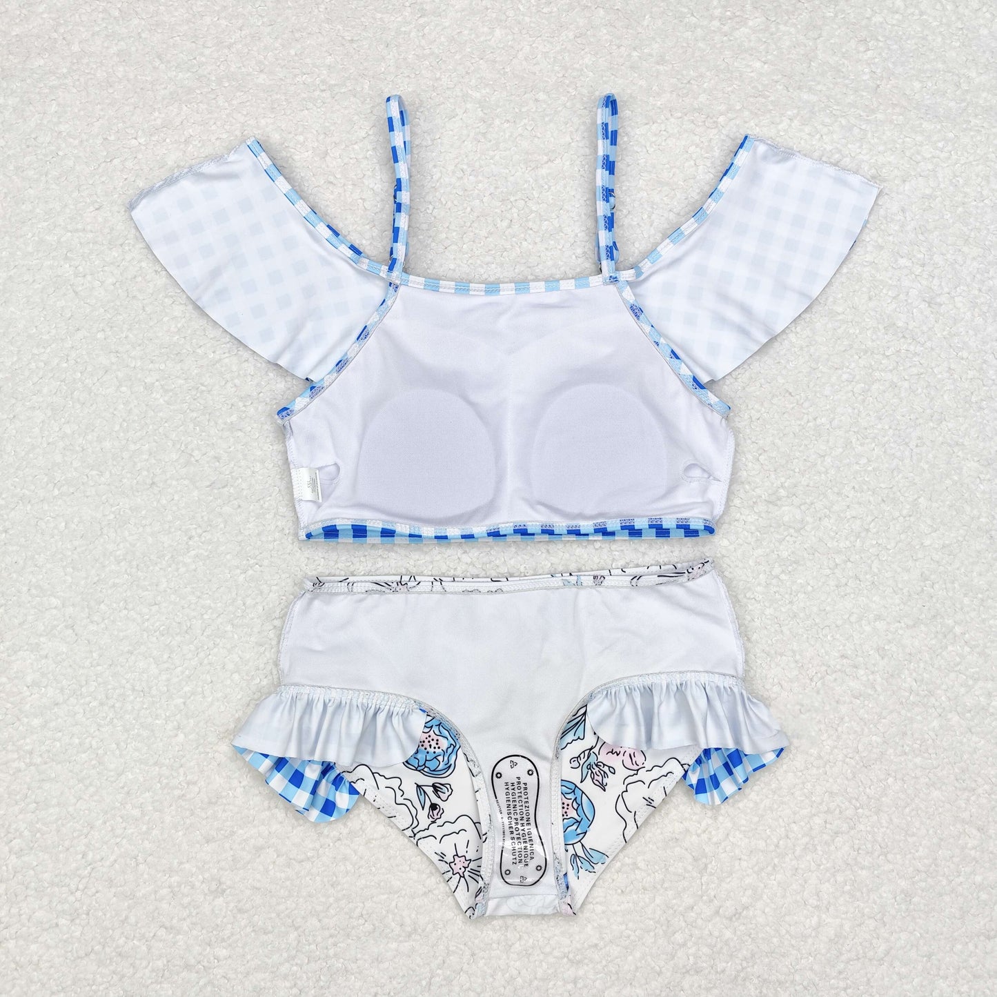 S0254  baby girl clothes blue floral girl summer swimsuit