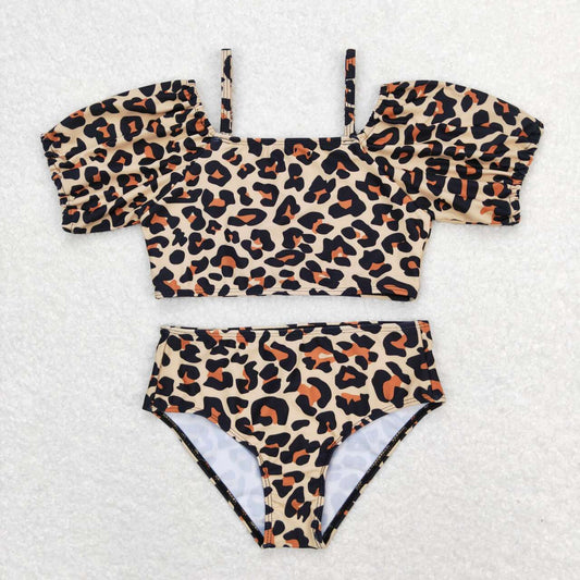 S0272 baby girl clothes leopard print girl summer swimsuit