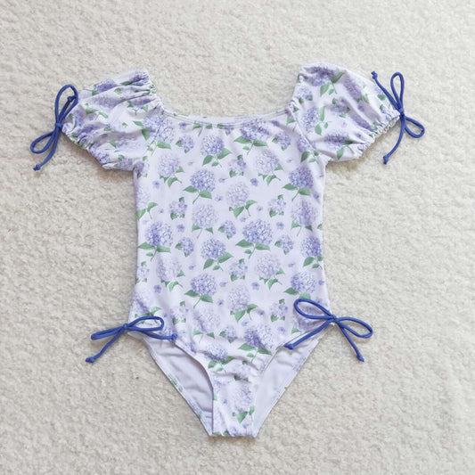 S0329 baby girl clothes floral purple girl summer swimsuit beach wear