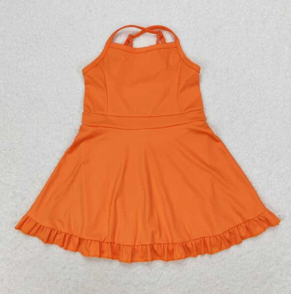 S0442 baby girls clothes orange summer athletic yoga wear