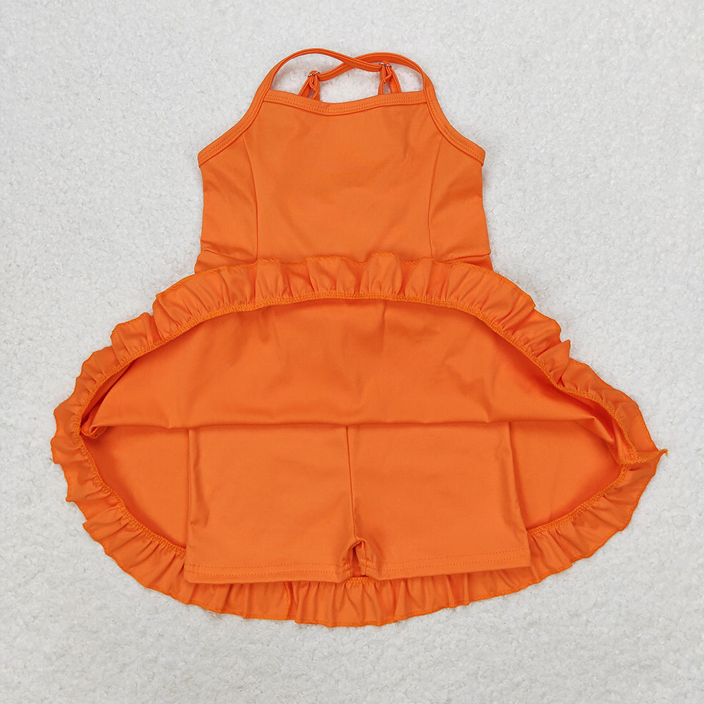 S0442 baby girls clothes orange summer athletic yoga wear