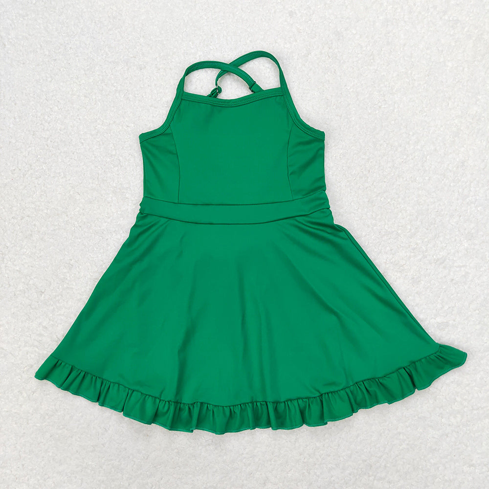 S0444   baby girls clothes green summer athletic yoga wear