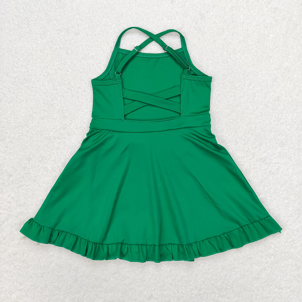 S0444   baby girls clothes green summer athletic yoga wear