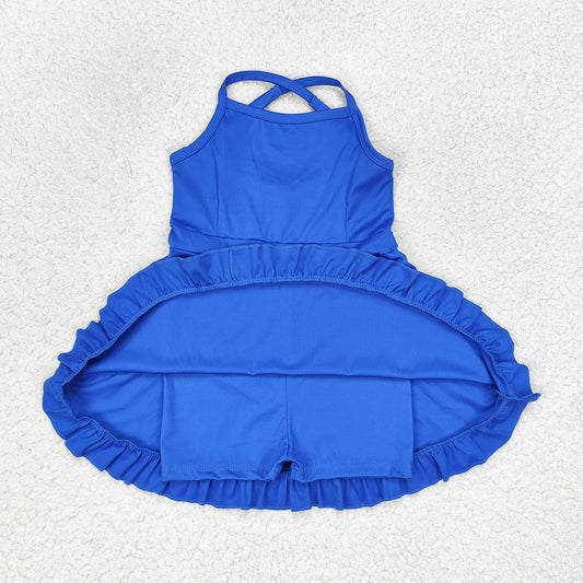 S0445   baby girl clothes royal blue girl summer athletic yoga wear