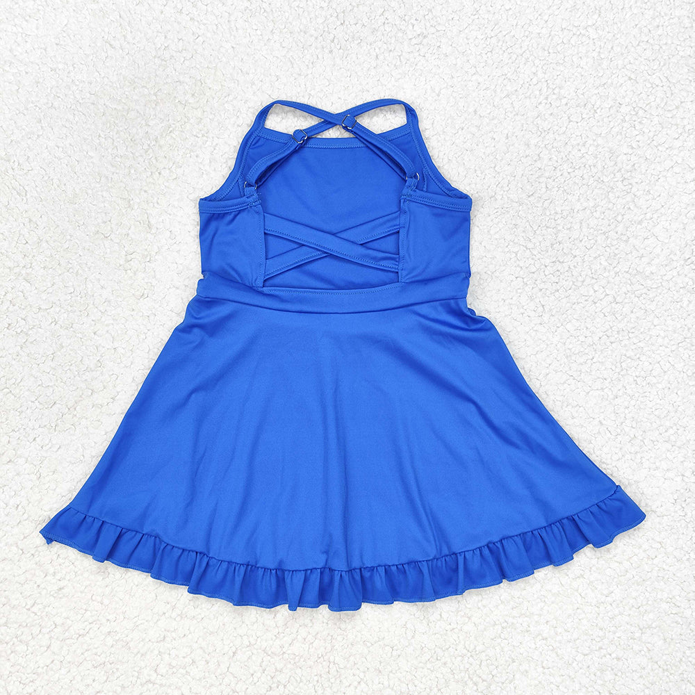S0445   baby girl clothes royal blue girl summer athletic yoga wear