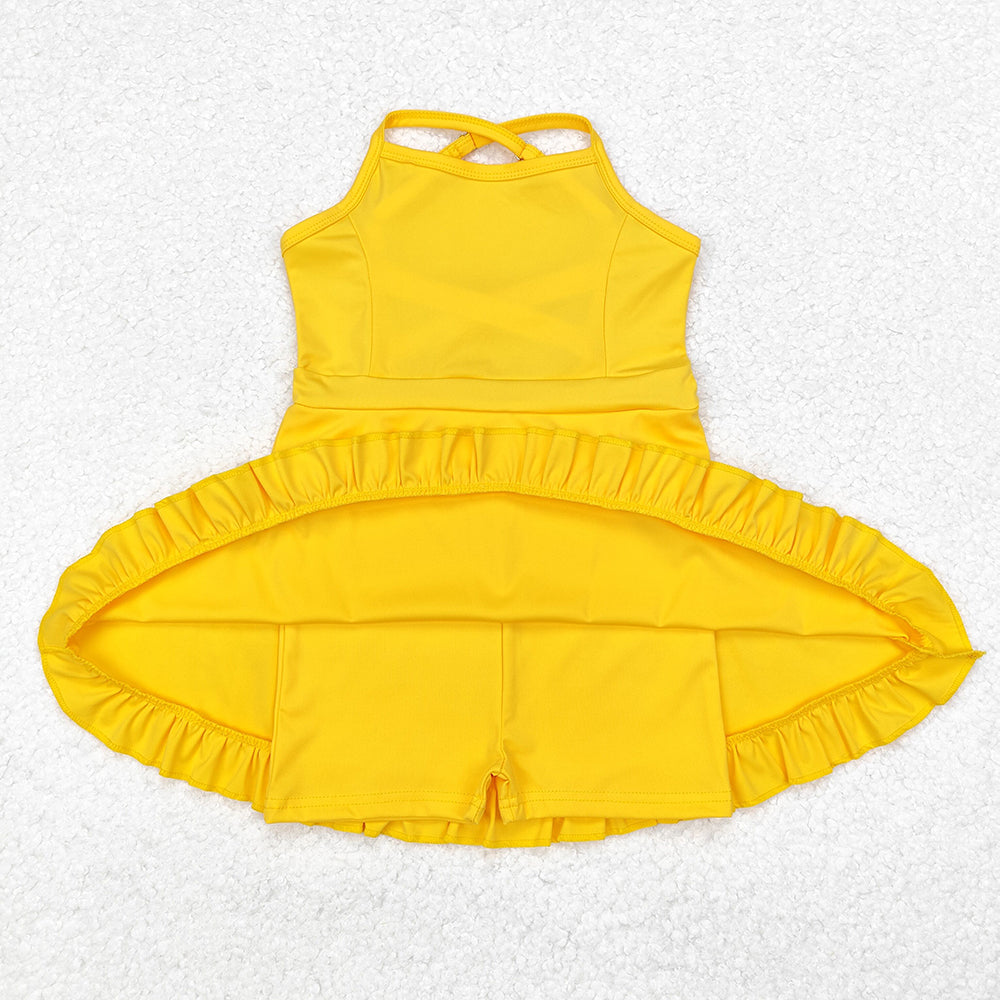 S0455   baby girl clothes yellow girl summer athletic yoga wear