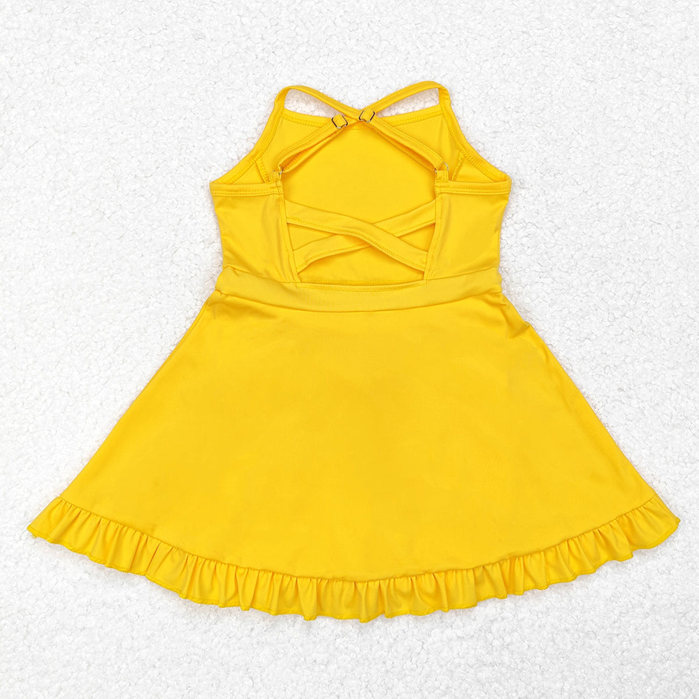 S0455   baby girl clothes yellow girl summer athletic yoga wear