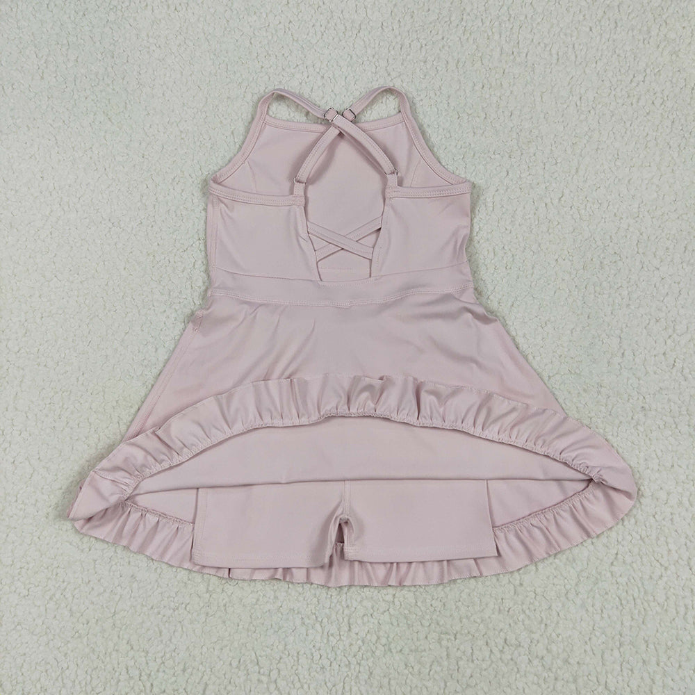 S0553 toddler girl clothes pink athletic summer yoga dresses