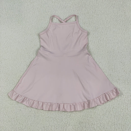 S0553 toddler girl clothes pink athletic summer yoga dresses