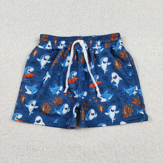 S0585 Baby Boys Blue Sharks Sea World Swimming Trunks Shorts Bottom