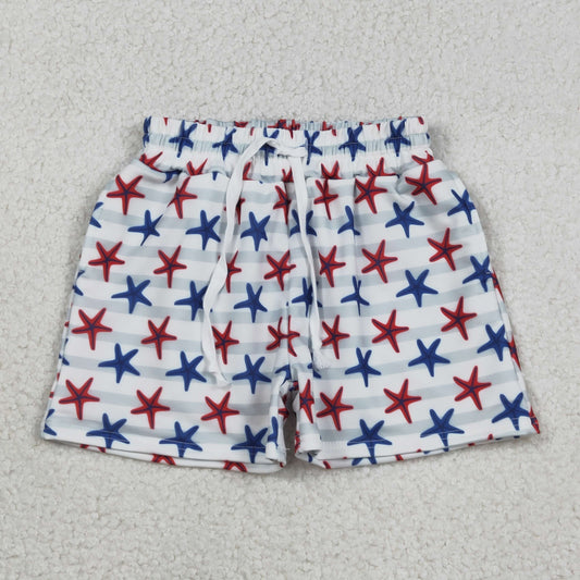S0588 Baby Boys Grey Stripe Starfishes Sea World Swimming Trunks Shorts Bottom