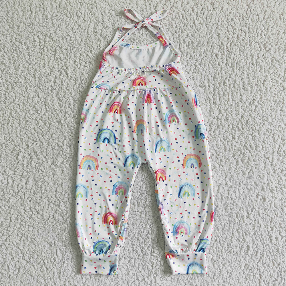 girls rainbow colorful dots halter jumpsuits SR0050