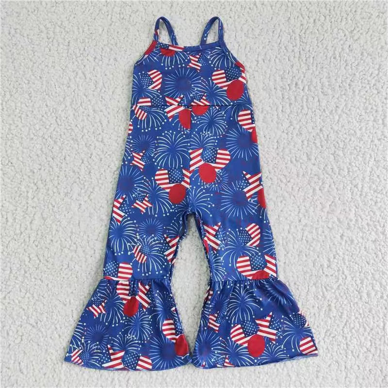 Sibling Baby Girls 4th Of July Summer Bell Bottoms Jumpsuits