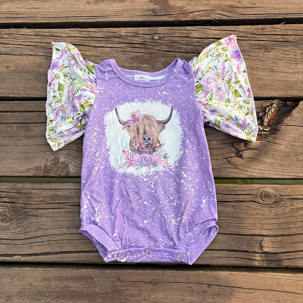 Purple floral baby girls romper SR0118