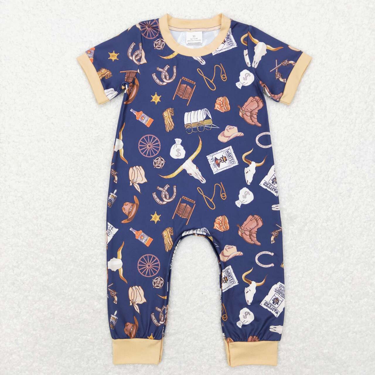 SR0187 baby boy cowboy short sleeve romper