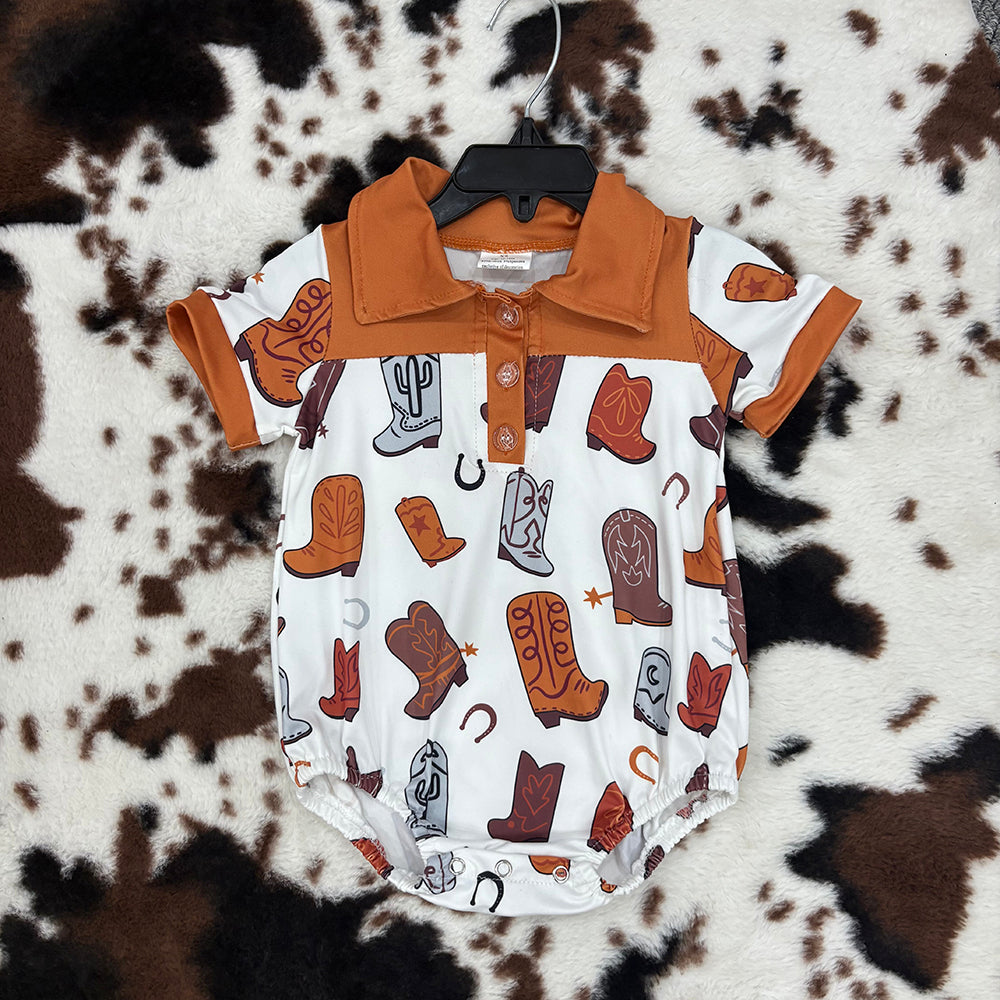 Boot printed baby romper SR0221