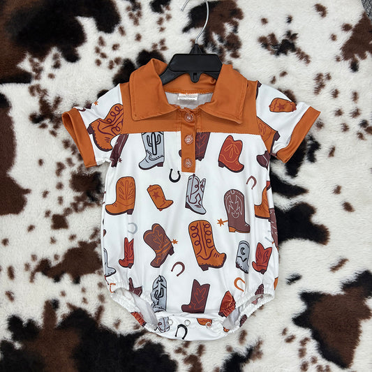 Boot printed baby romper SR0221