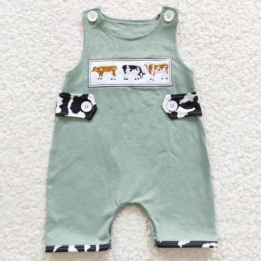 baby pasture cow embroidery onesies SR0374