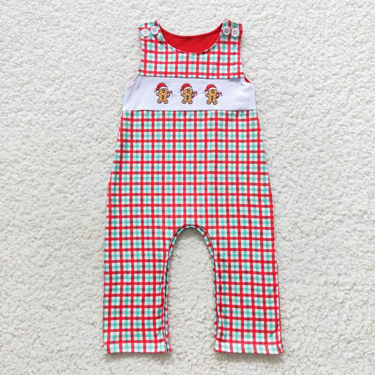 baby boys ginger embroidery plaid romper SR0406