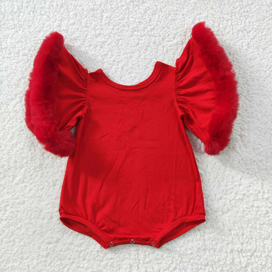 Toddler girl red flare christmas romper SR0412