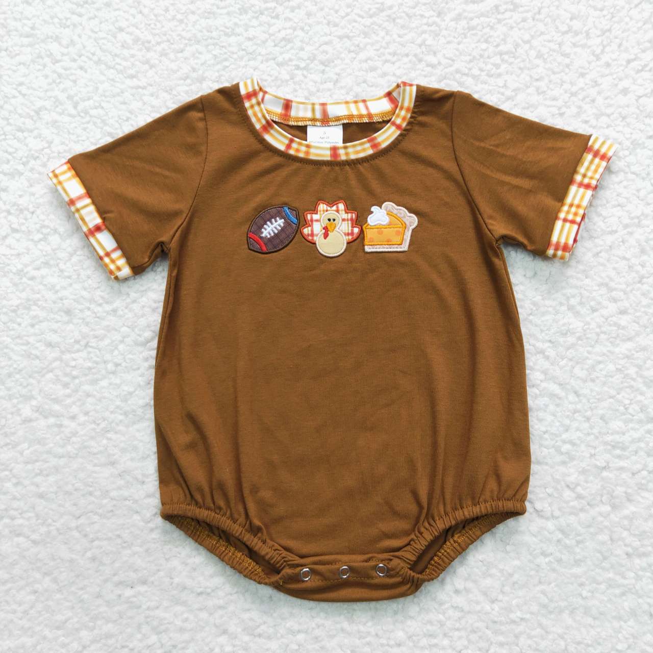 Sibling Baby Boys Girls Embroidery Turkey Footballs Pie Thanksgiving Clothes Sets Rompers
