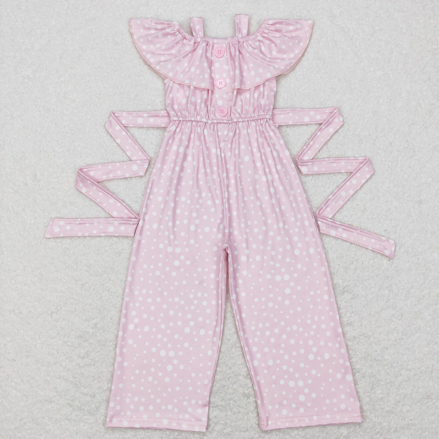 Sibling Baby Girls Straps Button Polka Dots Pants Jumpsuits