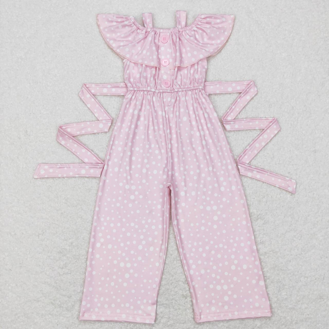 SR0420  kids clothes girls pink polka dots summer jumpsuit