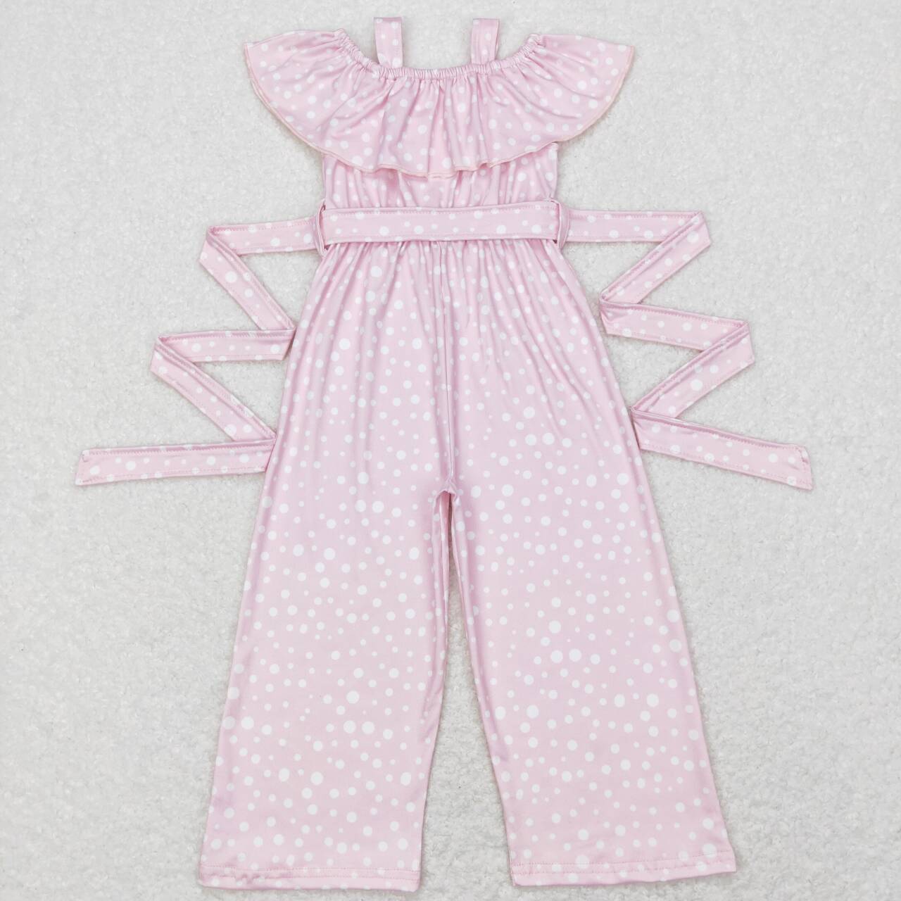 SR0420  kids clothes girls pink polka dots summer jumpsuit