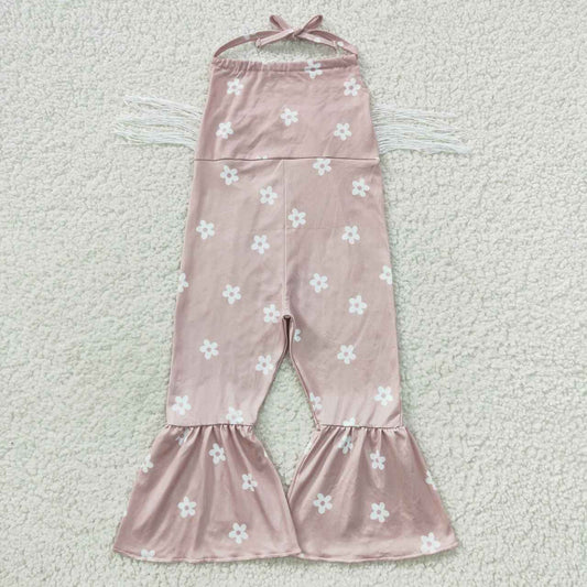 Baby girl pink floral strap print jumpsuit SR0424