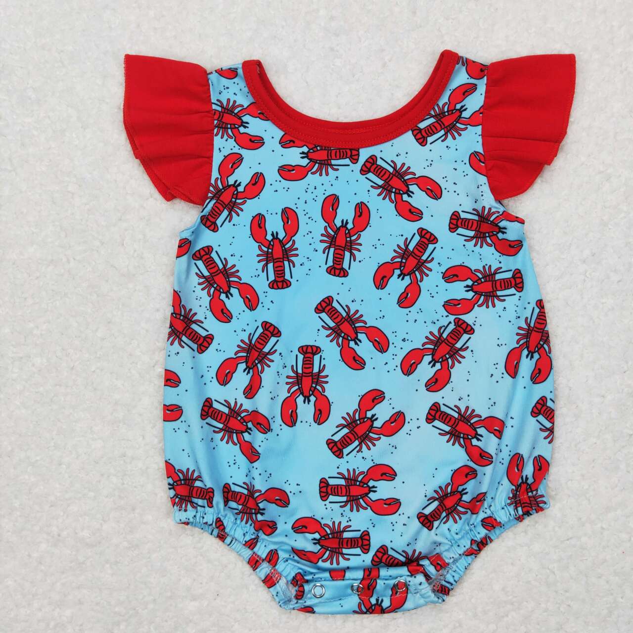 SR0458 baby girl crayfish print short sleeve romper