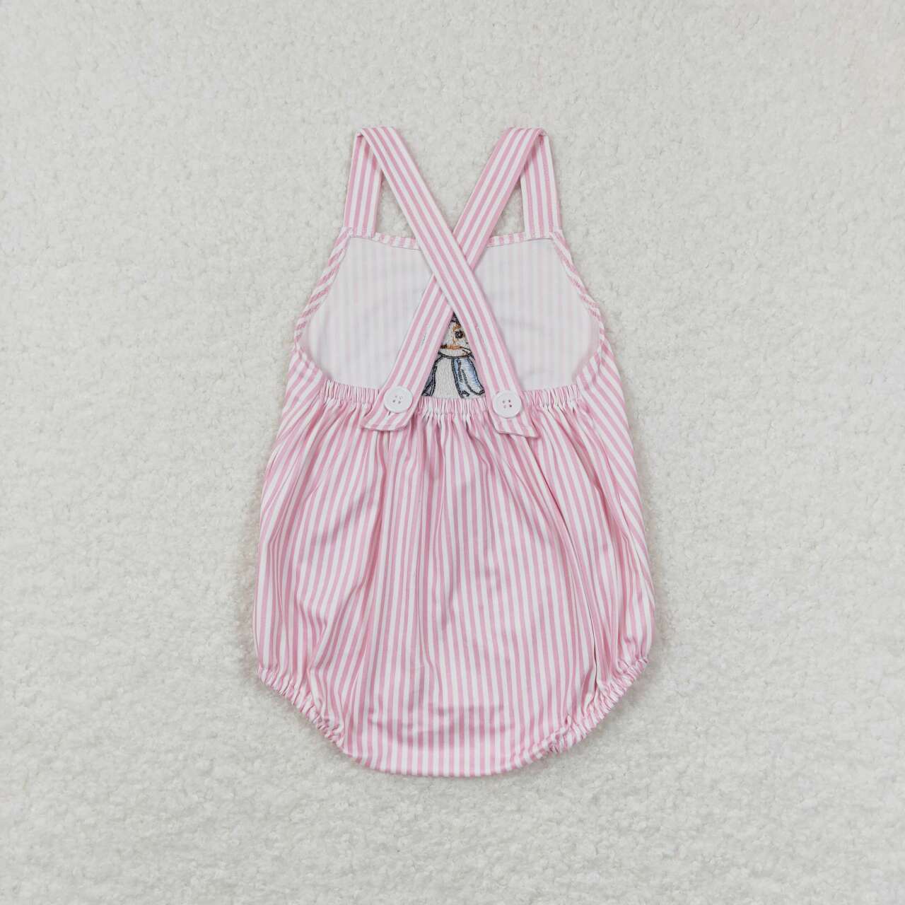 SR0462  baby girl embroidered rabbit pink vest romper