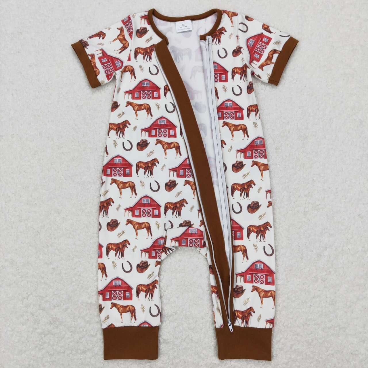 SR0509 baby boy clothes farm horse boy summer romper