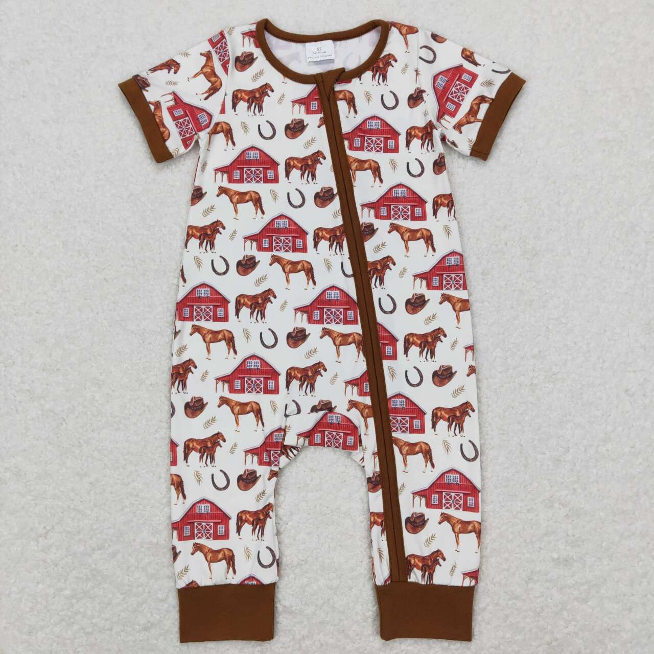 SR0509 baby boy clothes farm horse boy summer romper