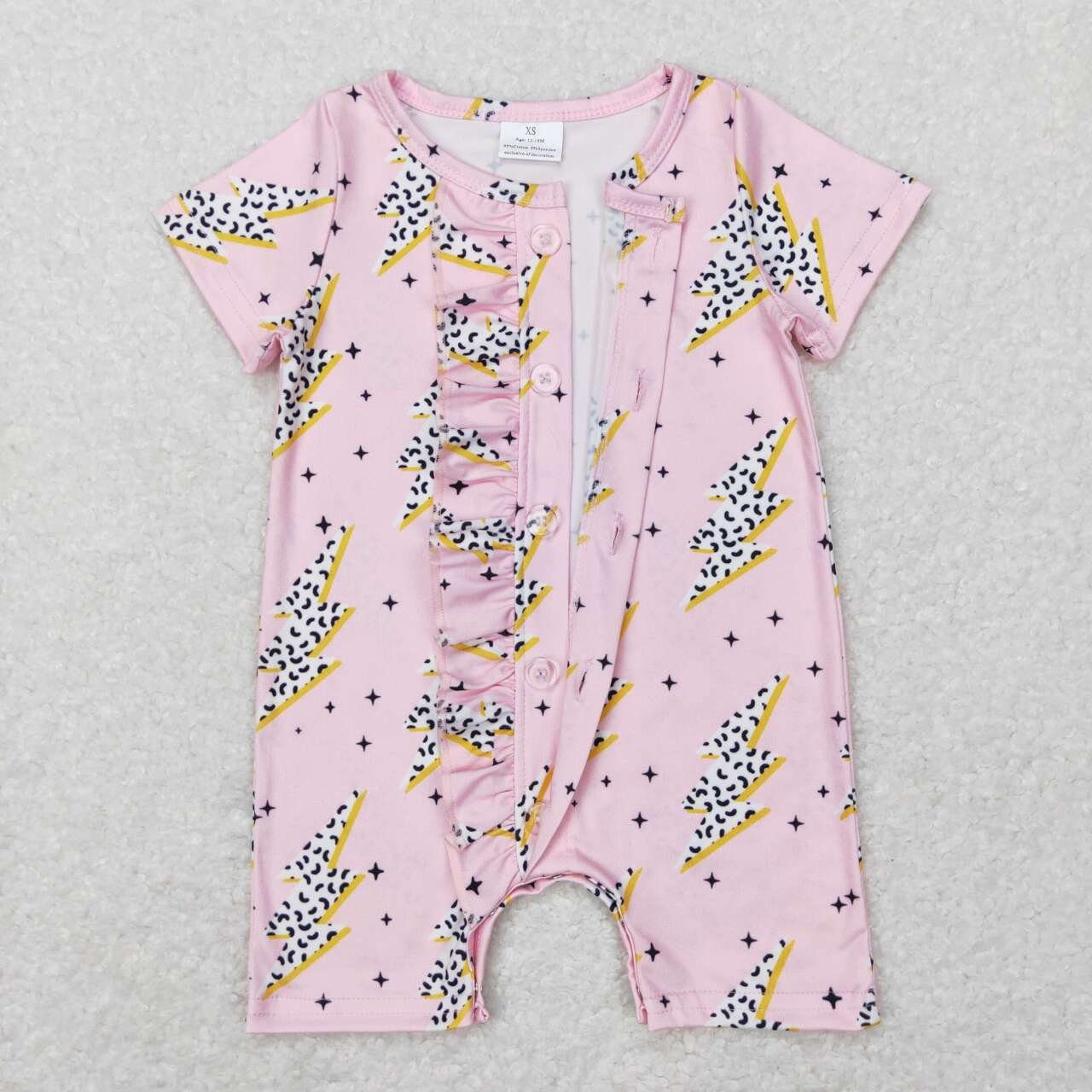 SR0523 baby girl lightning pink short sleeve romper