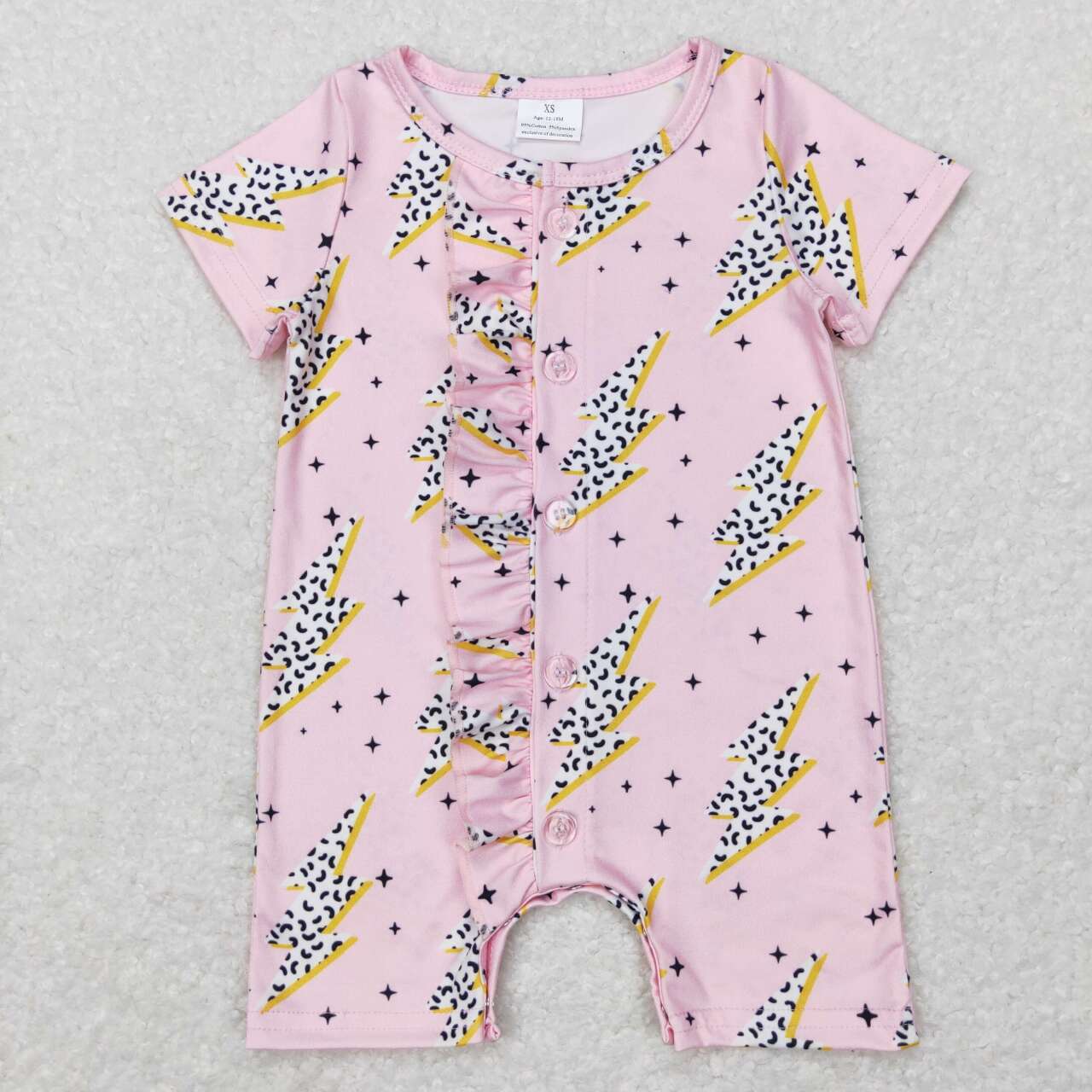 SR0523 baby girl lightning pink short sleeve romper