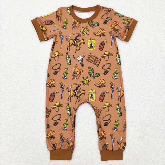 SR0569 baby boy cowboy short sleeve romper