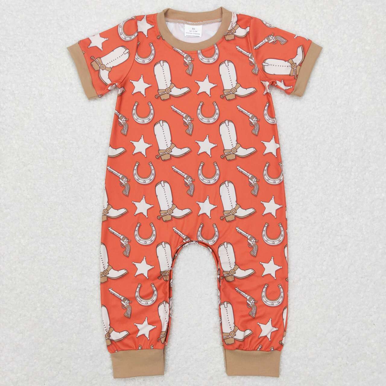 SR0570 baby boy cowboy short sleeve romper