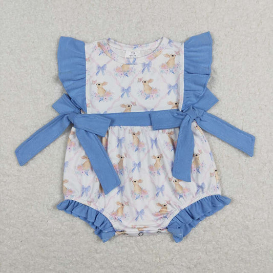 SR0638 baby girl clothes bunny bow girl summer easter romper