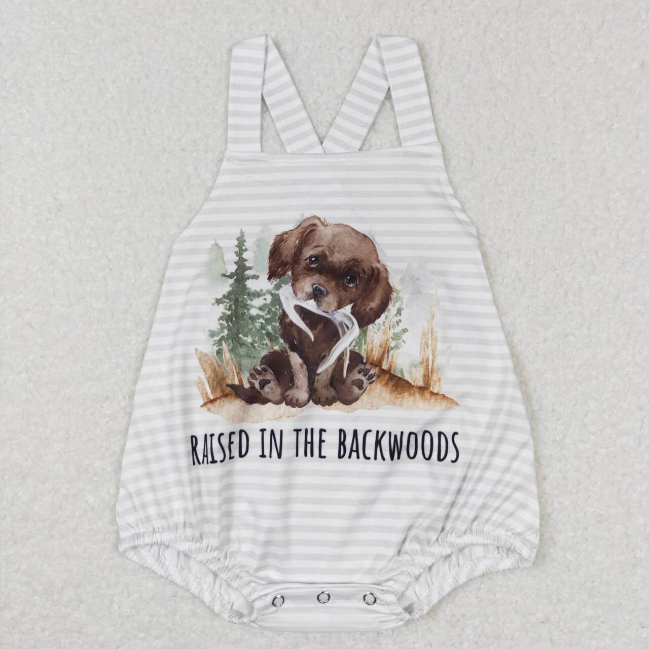 SR0659 baby boy forest dog short sleeve romper