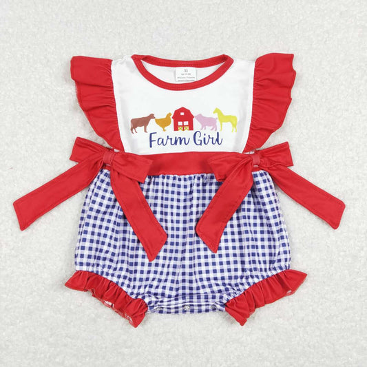 SR0696 baby girl clothes farm girl short sleeve romper